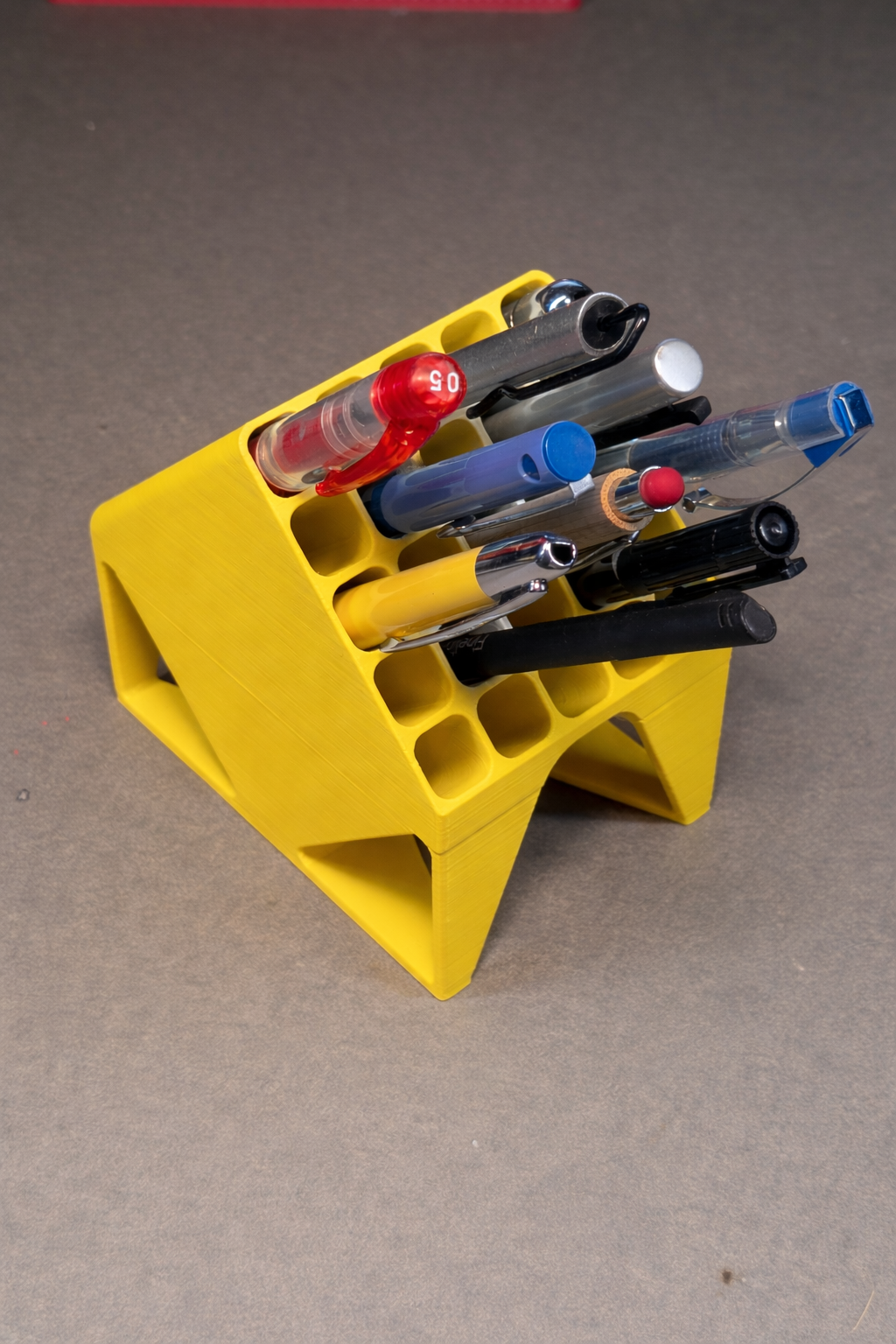 25 slots Geometric Grid Pen Stand – Minimal Desk Organizer